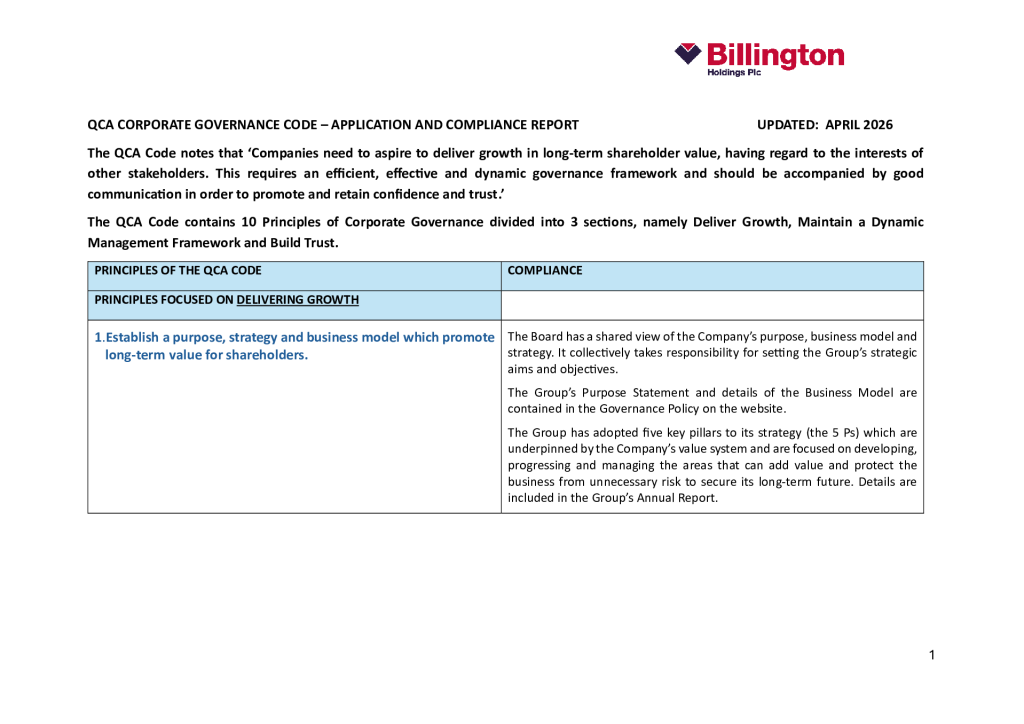 QCA Principles of Corporate Governance