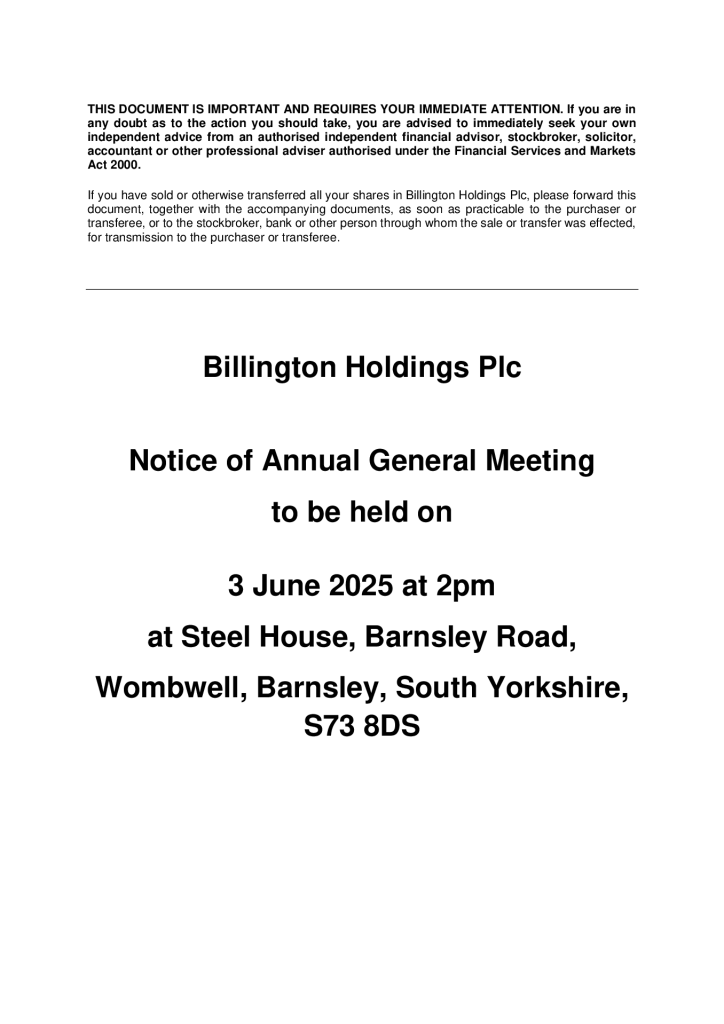 Notice of Annual General Meeting – 3 June 2025