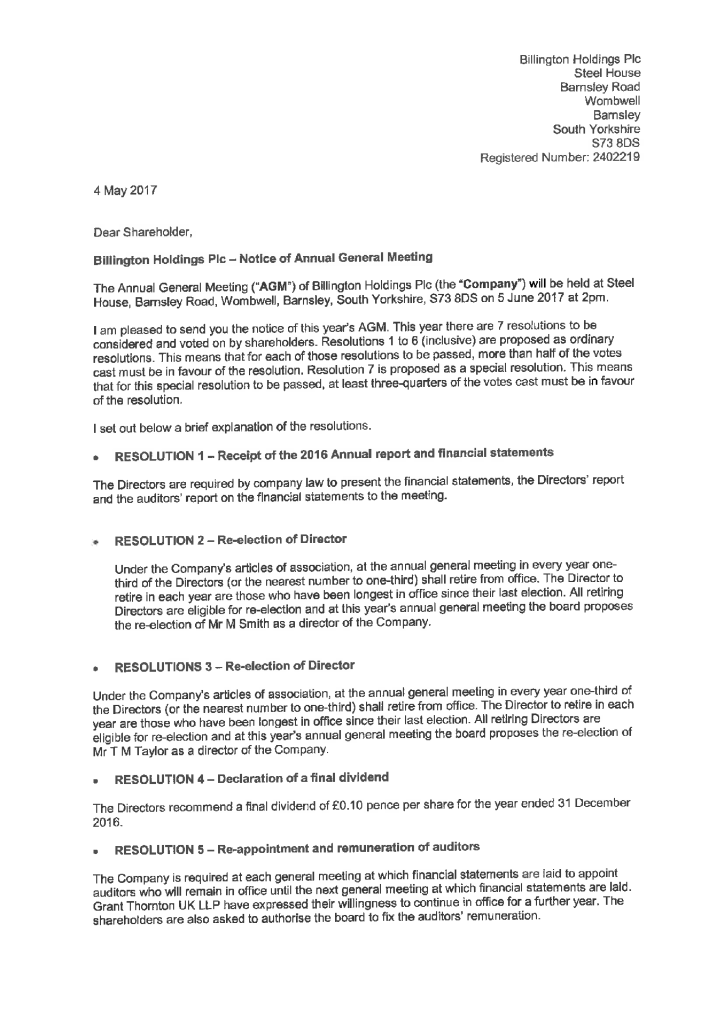 AGM 5 June 2017