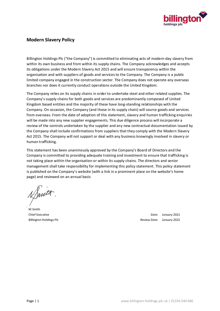 Modern Slavery Policy