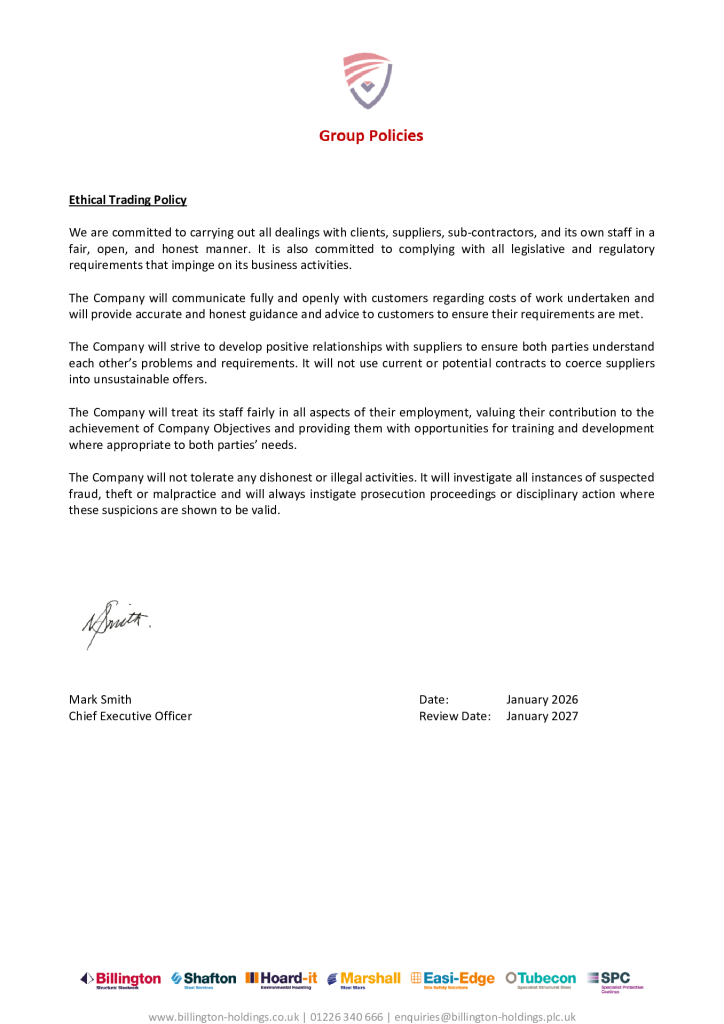 Group Ethical Trading Policy