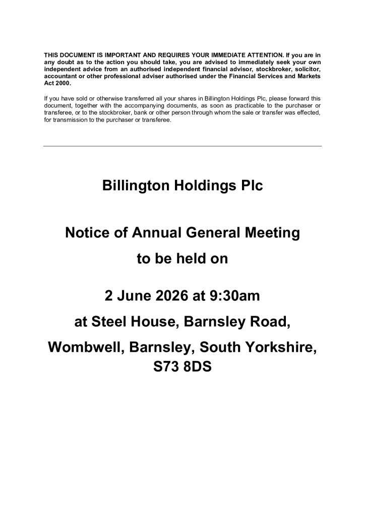 Notice of Annual General Meeting - 2 June 2026